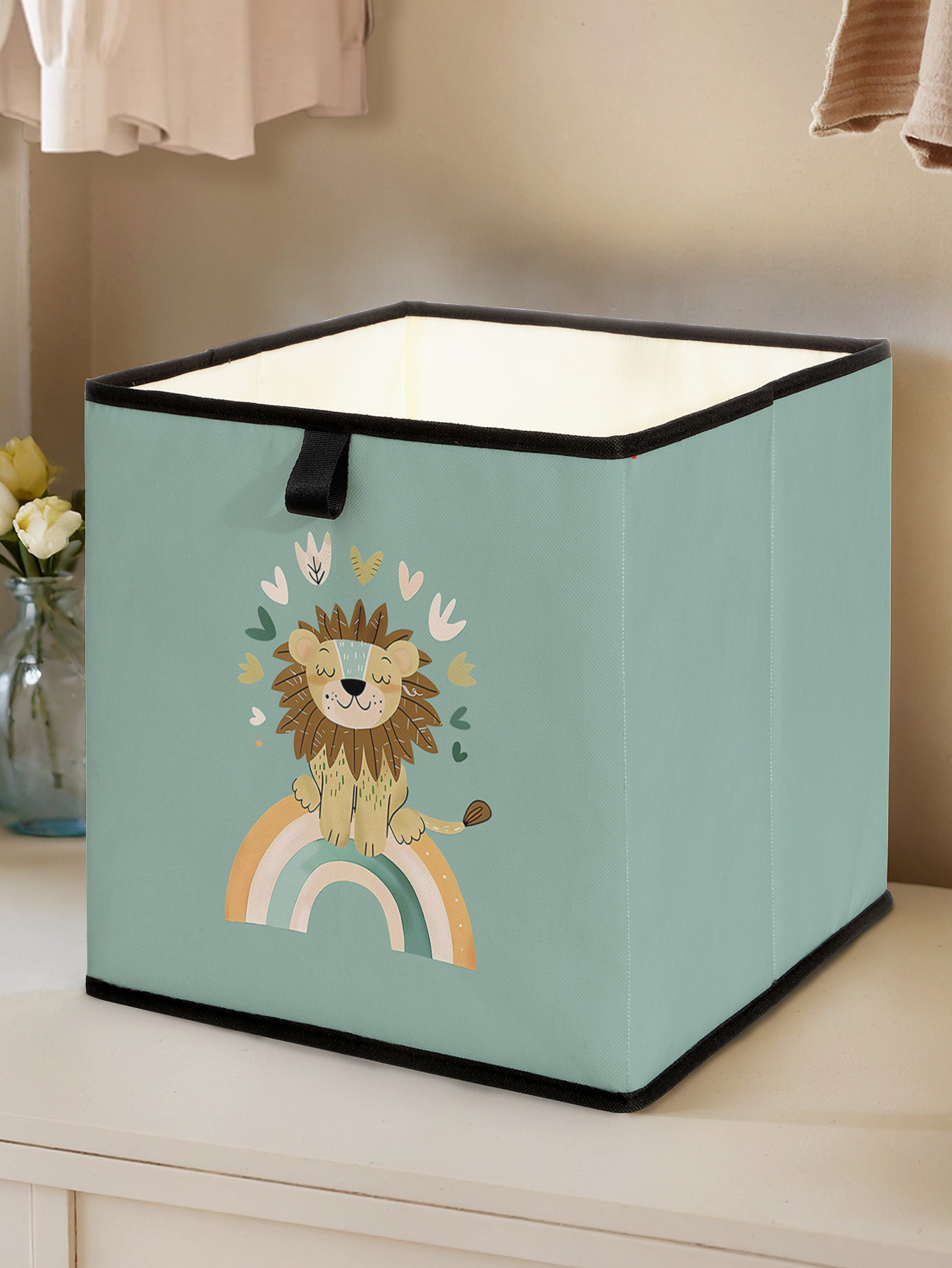 Baby Products Storage Box - Cute Lion Rainbow Print Foldable Storage