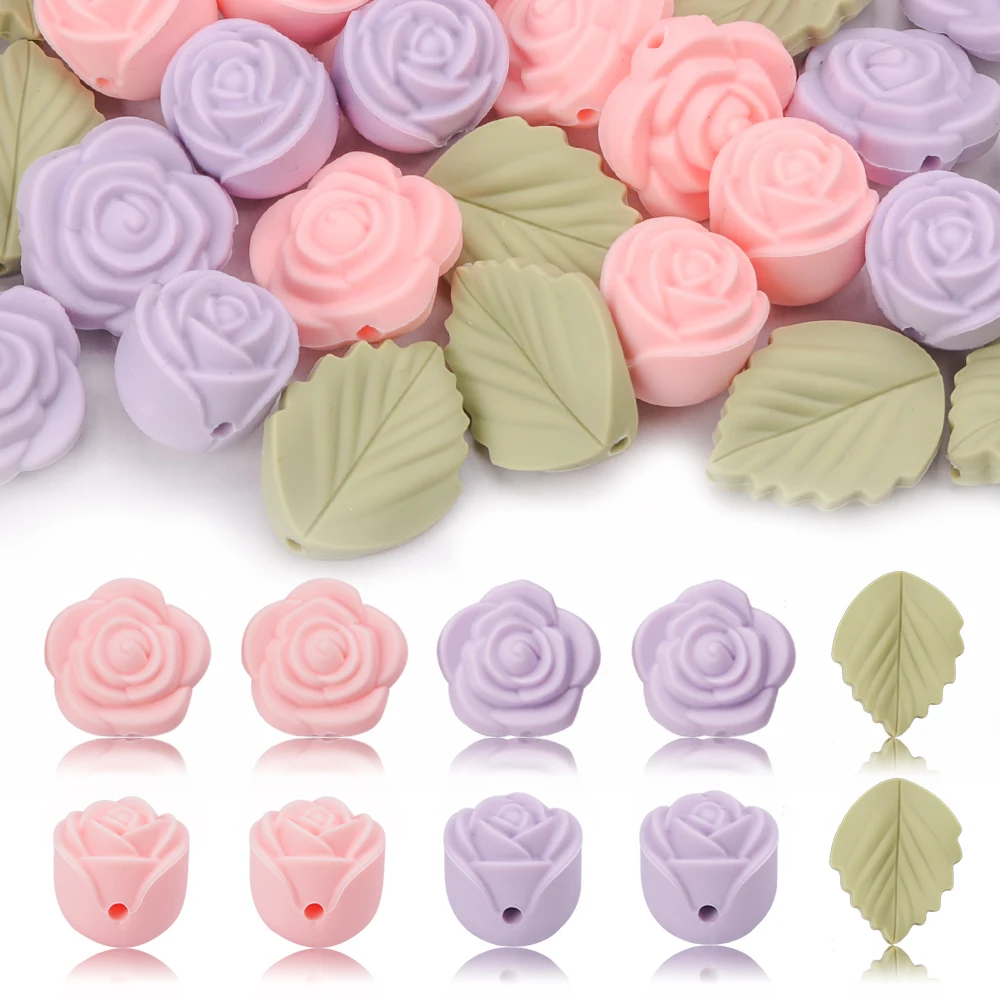 Baby Products Expo - LOFCA 30Pcs Rose Silicone Beads Flower