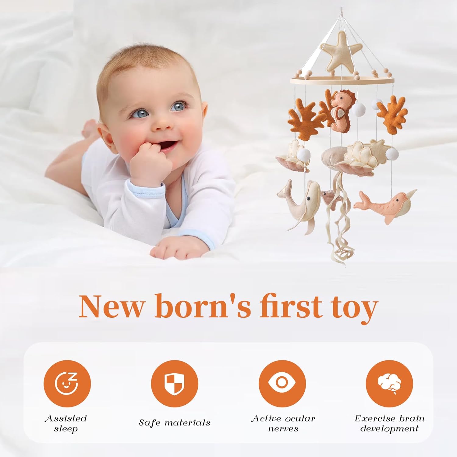 Wooden Crib Mobile Baby Bed Be - огляд і ціна Baby Rattle Toy Set